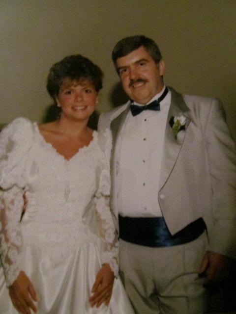 Sheila with her dad on her wedding day Sept 1990
