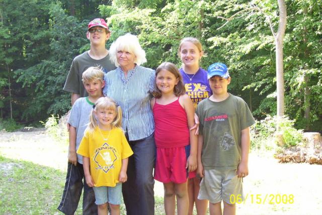 Peggy with her grandkids
