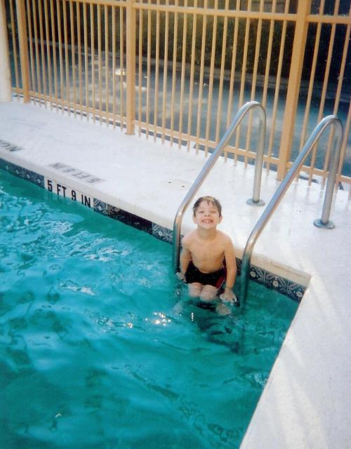Justin in the pool