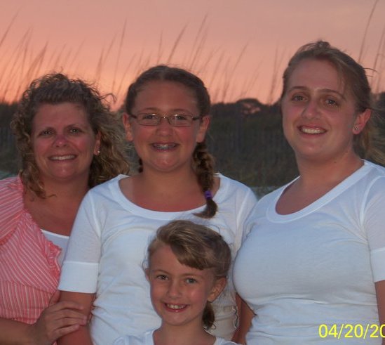 Sheila and her girls at the beach