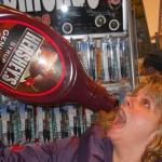 Sheila drinking  chocolate