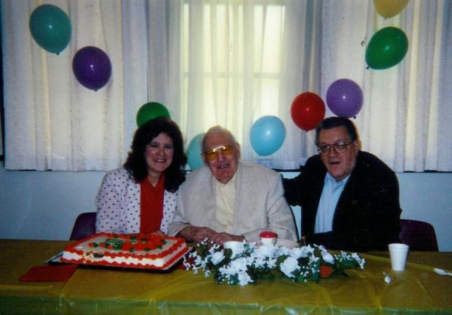 Kathy, Arnold, AB at church dinner